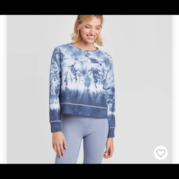 Joy Lab Blue Tie Dye Cropped Sweathirt Sz L - Picture 1 of 11